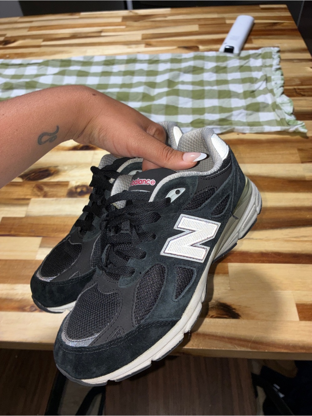New Balance Black and Grey Mesh Suede Sneakers
